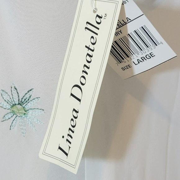 💕 New Vintage White Floral Embroidered Linea Donatella Slip Chemise & Robe Set - Picture 4 of 15